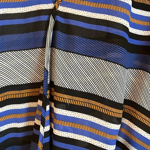 Sequin Hearts sheer blue and black and gold and white top - Picture 2 of 2